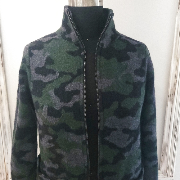 Anthropologie Feild Flower Camouflage Wool Sweater Coat - Picture 3 of 15